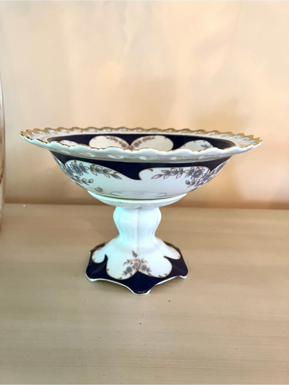 Firmamento Fine Italian 1980s Vintage Porcelain Pedestal Compote Bowl